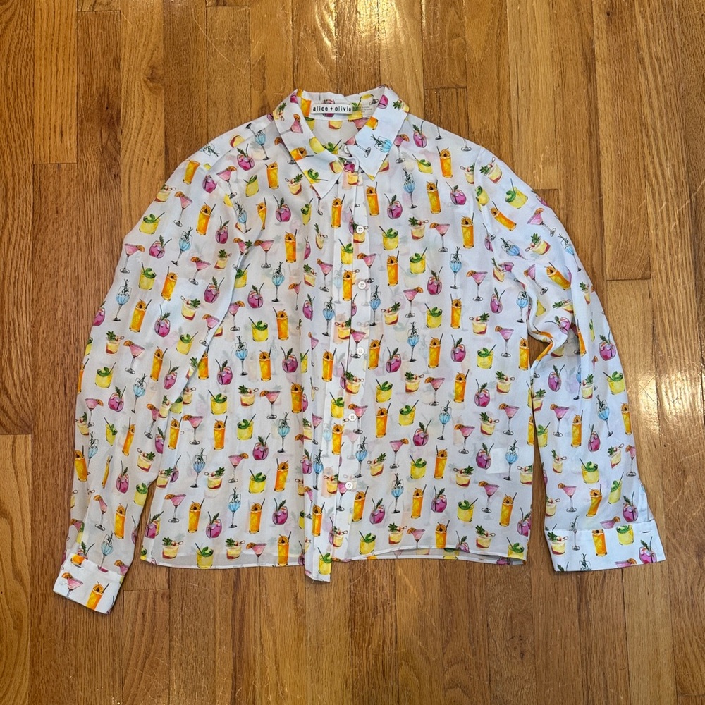 Alice + Olivia Multicolor Cocktail Print Blouse